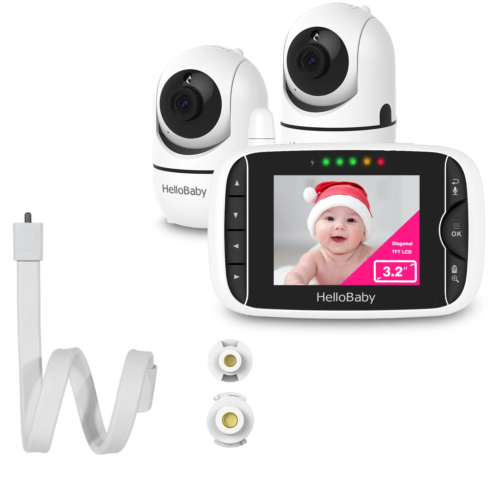 BabĂĄ EletrĂŽnica HelloBaby HB65 Monitor VĂdeo CĂąmera Tela 3.2 Polegadas