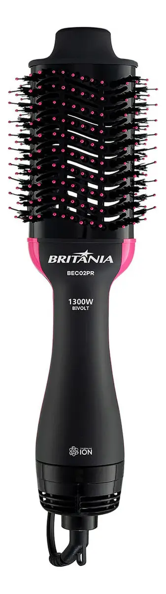 Britânia BEC02PR Escova Secadora 4em1 1300W Preto e Rosa