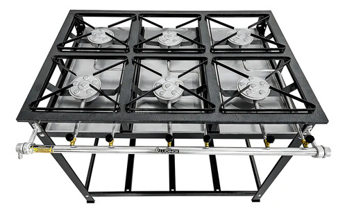 Fogão Industrial Alta Pressão 6 Bocas Luxo 30x30 a Gás