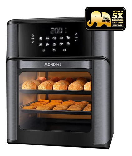 Fritadeira Eletrica Mondial AFON-12L-BG Forno Oven 12 Litros Preto 127V