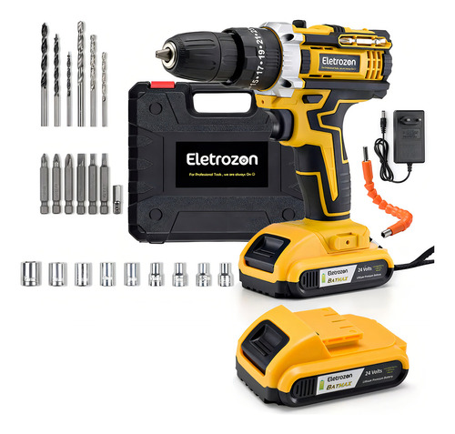 Kit Parafusadeira/Furadeira de Impacto 24V com 2 Baterias