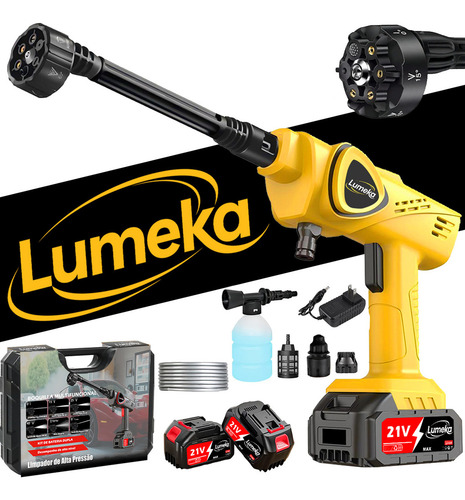 Lavadora de Alta Pressão Lumeka XCQ-011 550W Portátil a Bateria