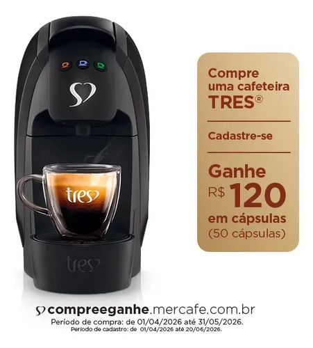Cafeteira Espresso Luna Preta Três Corações