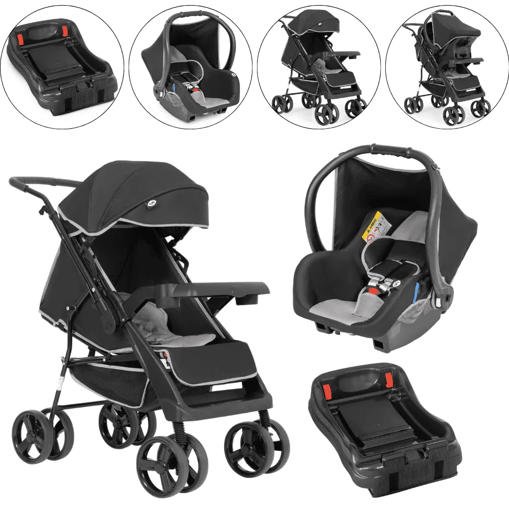 Carrinho de BebĂȘ Joy com BebĂȘ Conforto Ello e Base Tutti Baby